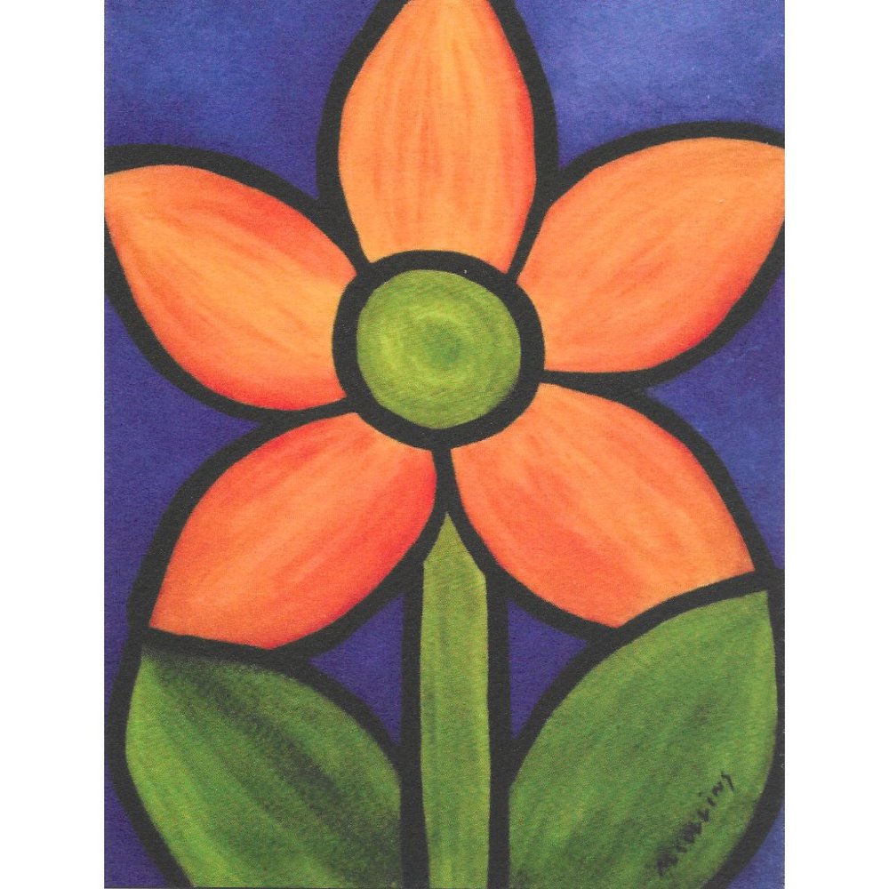 Whimsical Flower Artist Signed Art Postcard